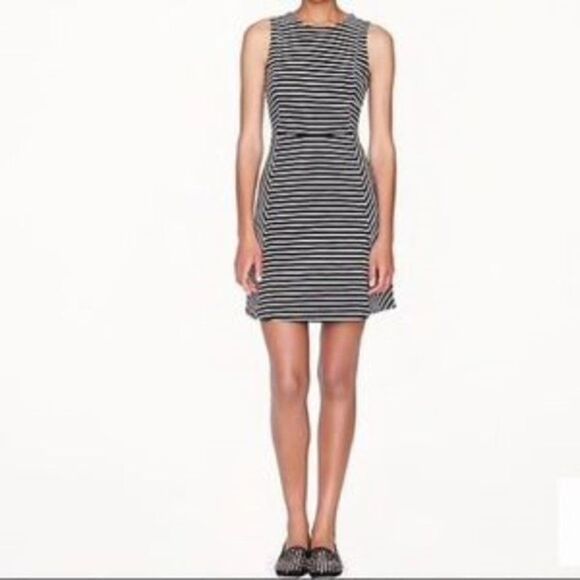 J Crew Paneled Stripe Fit & Flare Striped Mini Dress - size 00 in Black/White. - Picture 3 of 14